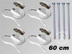 Kit de sécurité 4 (piquets 60cm & sangles à cliquet), Blanc