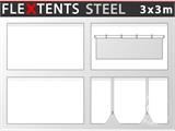 Sivuseinäpaketti pikateltoille FleXtents Steel ja Basic v.3 3x3m, Valkoinen