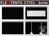 Sivuseinäpaketti pikateltoille FleXtents Steel ja Basic v.3 3x3m, Musta