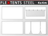 Šoninės sienelės rinkinys išskleidžiamoms pavėsinėms FleXtents Steel ir Basic v.3 4x4m, Balta
