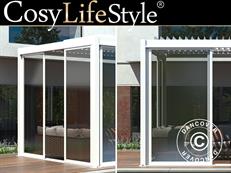 Schiebetüren aus Glas für Pergola San Pablo, 4m, Weiß