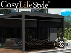 Seitenwand für bioklimatischen Pergola-Pavillon San Pablo, 4m, Schwarz