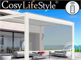 Electric sidewall screen for pergola gazebo San Pablo, 4 m, White/Light Grey