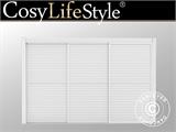 Louvre sliding door set f/pergola gazebo San Pablo 4 m, 1.25x2.18 m, White, 3 pcs.