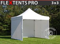 Tente pliante FleXtents PRO 3x3m Blanc, avec 4 cotés