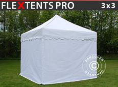 Pop up gazebo FleXtents PRO "Wave" 3x3 m White, incl. 4 sidewalls
