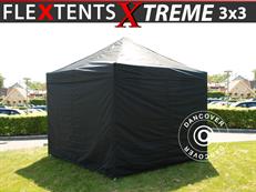 Tente Pliante FleXtents Xtreme 50 3x3m Noir, avec 4 cotés