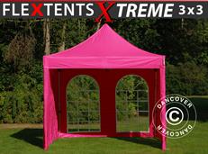 Pop up gazebo FleXtents Xtreme 50 Vintage Style 3x3 m Pink, incl. 4 sidewalls