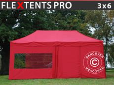 Faltzelt FleXtents PRO 3x6m Rot, mit 6 Seitenwänden