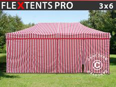 Faltzelt FleXtents PRO 3x6m Gestreift, mit 6 Seitenwänden