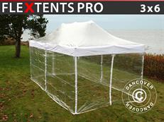 Faltzelt FleXtents PRO 3x6m Transparent, mit 6 Seitenwänden