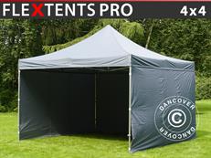 Tente pliante FleXtents PRO 4x4m Gris, avec 4 cotés