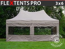 Faltzelt FleXtents PRO Peak Pagoda 3x6m Latte, mit 6 Seitenwänden