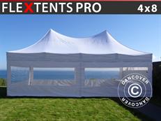 Carpa plegable FleXtents PRO Peak Pagoda 4x8m Blanco, Incl. 6 lados