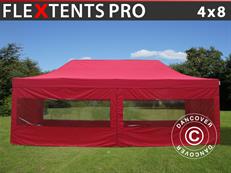 Tenda Dobrável FleXtents PRO 4x8m Vermelho, incl. 6 paredes laterais