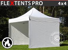 Pop up gazebo FleXtents PRO 4x4 m White, Flame retardant, incl. 4 sidewalls