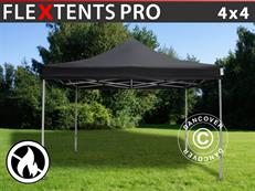 Carpa plegable FleXtents PRO 4x4m Negro, Ignífuga