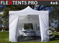 Bezoekerstent FleXtents PRO 4x6m Wit, incl. 8 zijwanden en 1 transparante scheidingswand