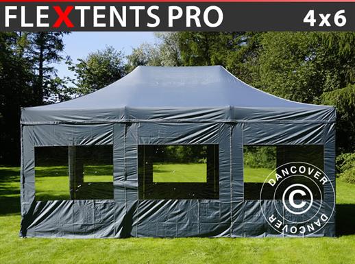 Tente pliante FleXtents PRO 4x6m Gris, avec 8 cotés Tente pliante FleXtents PRO 4x6m Gris, avec 8 cotés