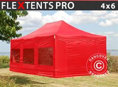Vouwtent FleXtents PRO 4x6m Rood, inkl. 8 Zijwanden