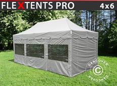 Tente Pliante FleXtents PRO "Peaked" 4x6m Latte, avec 8 cotés