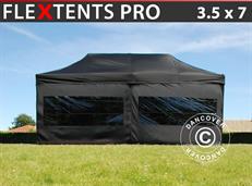 Vouwtent FleXtents PRO 3,5x7m Zwart, inkl. 6 zijwanden