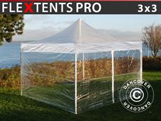 Pop up gazebo FleXtents PRO 3x3 m Clear, incl. 4 sidewalls