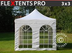 Pop up gazebo FleXtents PRO Vintage Style 3x3 m White, incl. 4 sidewalls