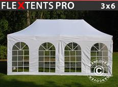 Faltzelt FleXtents PRO Vintage Style 3x6m Weiß, mit 6 Seitenwänden