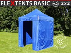 Tenda Dobrável FleXtents Basic v.2, 2x2m Azul, incl. 4 paredes laterais