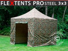 Carpa plegable FleXtents PRO Steel 3x3m Camuflaje, Incl. 4 lados