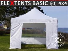 Tenda Dobrável FleXtents Basic v.3, 4x4m Branco, incl. 4 paredes laterais