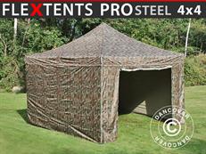 Tente pliante FleXtents PRO Steel 4x4m Camouflage, avec 4 cotés RESTE SEULEMENT 2 PC
