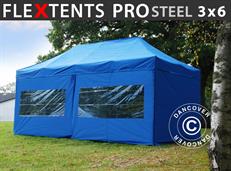 Pop up gazebo FleXtents PRO Steel 3x6 m Blue, incl. 6 sidewalls