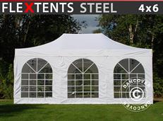 Carpa plegable FleXtents Steel 4x6m Blanco, Incl. 4 lados