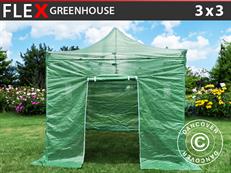 Broeikas FleX 3x3m, PE, Transparant/Groen