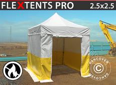 Tente pliante FleXtents® PRO 2,5x2,5m, PVC, Tente de chantier, ignifuge, 4 parois latérales incluses