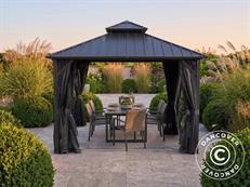 Pavillon Santa Fe Steel+ mit Vorhängen und Moskitonetz, 3x3m, Schwarz