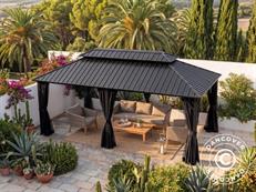 Pavillon Santa Fe Steel+ mit Vorhängen und Moskitonetz, 3,65x6m, Schwarz