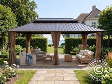 Pavillon Santa Fe Steel+ mit Vorhängen und Moskitonetz, 3,65x6m, Braun