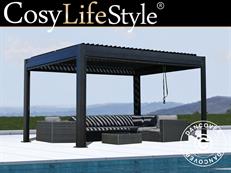 Bioklimatische Pergola pavillon San Pablo Alu+, 3x4m, schwarz