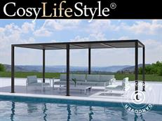 Bioklimatische Pergola pavillon San Pablo Alu+, 3x5,8m, Schwarz