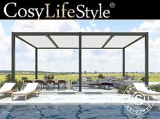 Bioklimatologisch pergola paviljoen San Pablo Alu+, 4x5,8m, Zwart/Wit