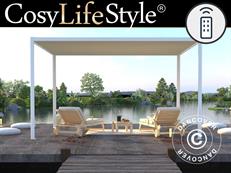 Pergola Pavillon San Fernando, 3x3m, Weiß/Beige