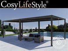 Pergola gazebo da giardino bioclimatico San Pablo Alu+, 3x4m, Nero, 2 pz.
