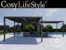 Pergola tonnelle de jardin bioclimatique San Pablo Alu+, 3x4m, Noir, 3 pcs.