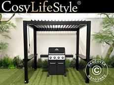 Pergola San Juan voor barbecue, 2,5x1,5x2,3m, Zwart