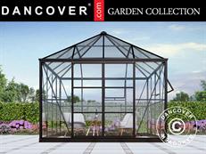 Orangerie, Pavillon aus Glas 8,06m², 2,82x2,86x2,8m mit Sockel, Schwarz
