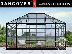 Orangerie, Pavillon aus Glas 12m², 4,2x2,86x2,84m mit Sockel, Schwarz