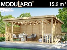Tonnelle en bois Sion, 5,6x2,84x2,64m, 15,9m², Naturel